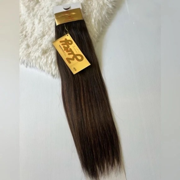 Ultra Silky Black with Copper highlights Hair Extensions in 18 Inch FF 1B/30 - Picture 1 of 6